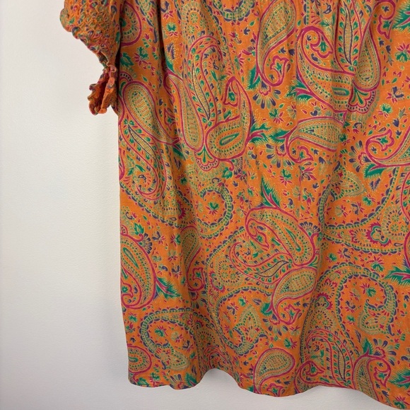 Ralph Lauren Orange Paisley Off Shoulder Boho Peasant Blouse - Picture 3 of 7